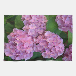 Pastel pink Hortensia hydrangea flowers  Tea Towel