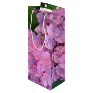 Pastel pink Hortensia hydrangea flowers  Wine Gift Bag