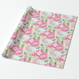 Pastel Pink Hydrangea Botanical Decoupage Craft or Wrapping Paper