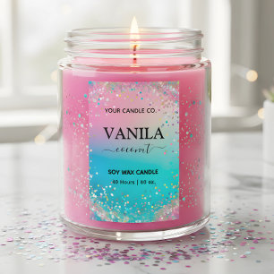 Pastel pink iridescenStyle Vertical Candle Labels