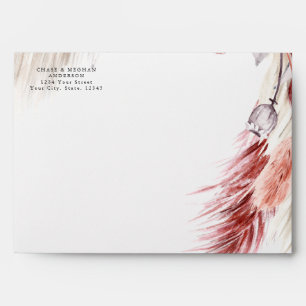 Pastel Pink  Ivory Pampas Grass  Envelope