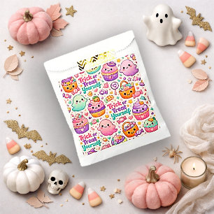 Pastel Pink Kawaii Cute Halloween Cupcake Pattern Favour Bags