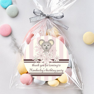 Pastel Pink Koala Baby Girl Shower / Kids Birthday Classic Round Sticker