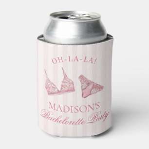 Pastel Pink Lace Lingerie Bachelorette Party Favou Can Cooler
