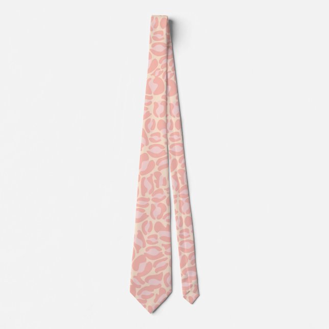 Pastel Pink Leopard Animal Print Retro Wedding Tie (Front)