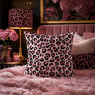 Pastel Pink Leopard Print Animal Pattern Cushion