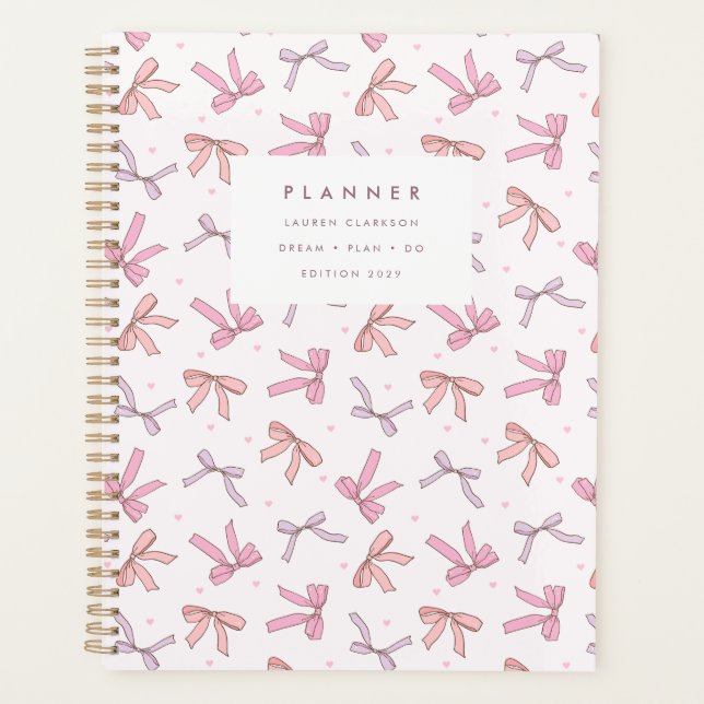 Pastel Pink & Lilac Bow Coquette Planner (Front)