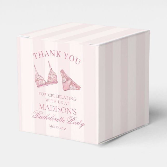 Pastel Pink Lingerie Bachelorette Party Dessert Favour Box (Front Side)