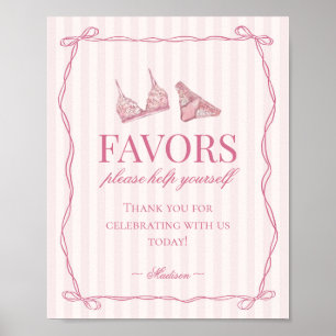 Pastel Pink Lingerie Bachelorette Party Favors Poster