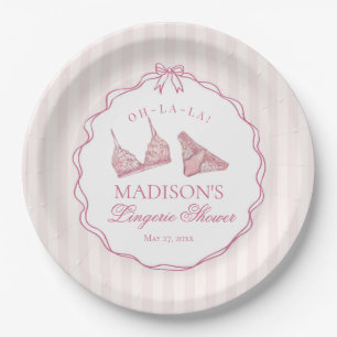 Pastel Pink Lingerie Shower Bachelorette Bridal Paper Plate