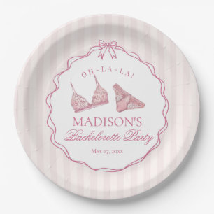 Pastel Pink Lingerie Shower Bachelorette Bridal Paper Plate