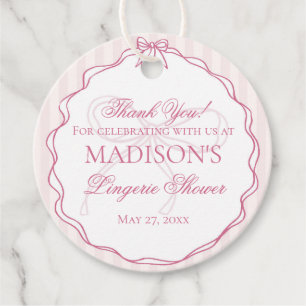Pastel Pink Lingerie Shower Bachelorette Party Favour Tags
