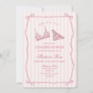 Pastel Pink Lingerie Shower Bridal Lace  Invitation