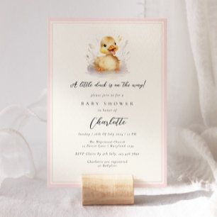 Pastel Pink Little Duck Baby Shower Invitation