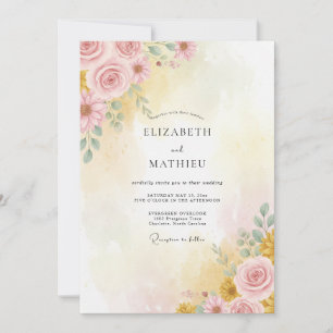 Pastel Pink Luminous Summer Wedding Invitation