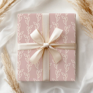 Pastel Pink Mauve Shabby Leaf Floral  Wrapping Paper