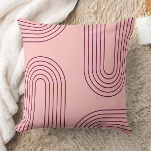 pastel pink mid century modern retro geometric   cushion