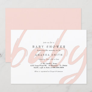 Pastel Pink Minimal Modern Baby Girl Shower Invitation