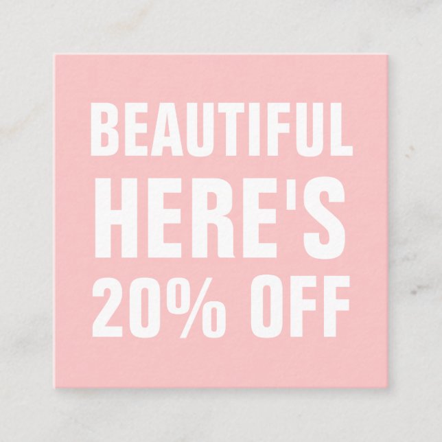 Pastel pink minimalist trendy simple discount card (Front)