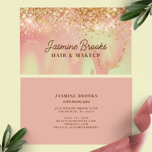 Pastel Pink Mint And Gold Glitter  Business Card