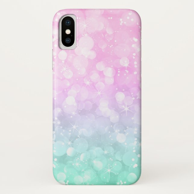 Pastel Pink & Mint Bokeh Glitter Case-Mate iPhone Case (Back)