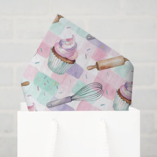 Pastel Pink & Mint Cupcake Baking Pattern Tissue Paper
