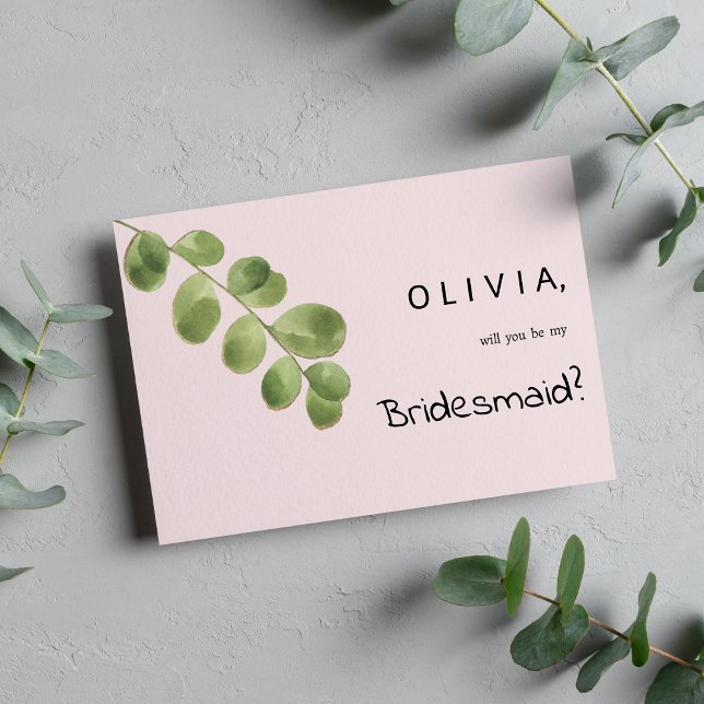 Pastel pink mint gold eucalyptus leaf Bridesmaid Invitation (Pastel pink mint gold eucalyptus leaf Bridesmaid )