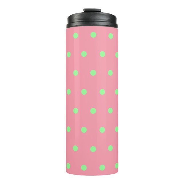 Pastel Pink Mint Green Dots Thermal Tumbler (Front)