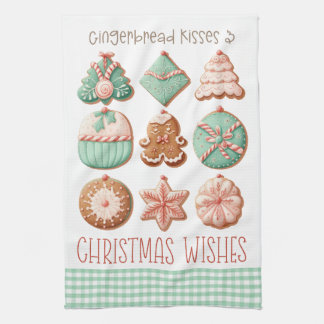 Pastel Pink Mint Green Gingerbread Sugar Cookies Tea Towel