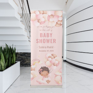 Pastel Pink Modern Baby Shower Retractable Banner