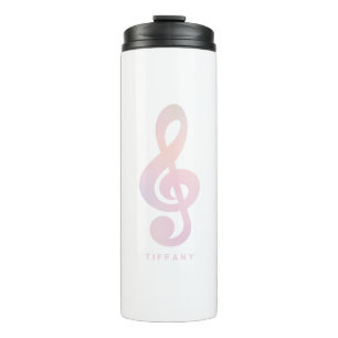Pastel Pink Musical Symbol Music Art Monogram Name Thermal Tumbler