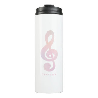 Pastel Pink Musical Symbol Music Art Monogram Name Thermal Tumbler