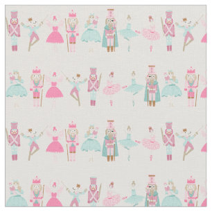Pastel Pink Nutcracker Ballet Christmas Fabric