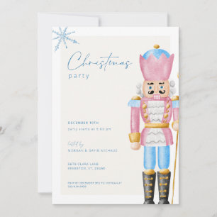 Pastel Pink Nutcracker Christmas Party Invitation
