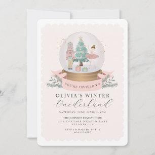Pastel Pink Nutcracker first birthday party invite