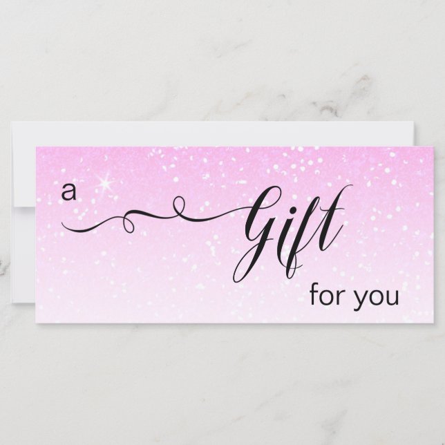 *~* Pastel Pink Ombre Glitter Trendy Gift Card (Front)