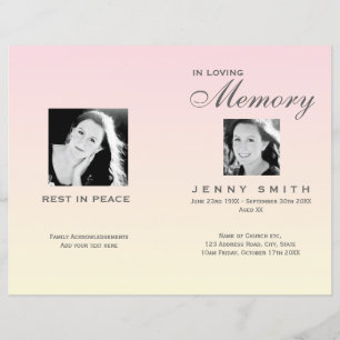 Pastel Pink Ombré Order of Service Funeral Program