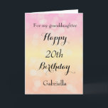 Pastel Pink Orange Yellow Bokeh 20th Birthday Card<br><div class="desc">A pretty pastel bokeh 20th birthday card for granddaughter, daughter, niece, etc. The front of this pretty yellow, orange and pink 20th birthday can be easily personalised with the birthday recipient's name. The inside card message can also be personalised. This would make a great birthday keepsake for her twentieth birthday....</div>