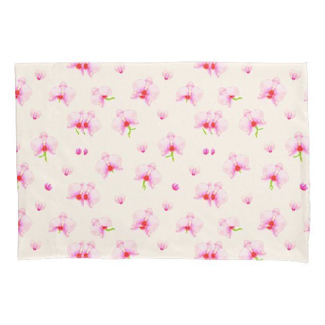 Pastel pink orchids pillowcase (Front)