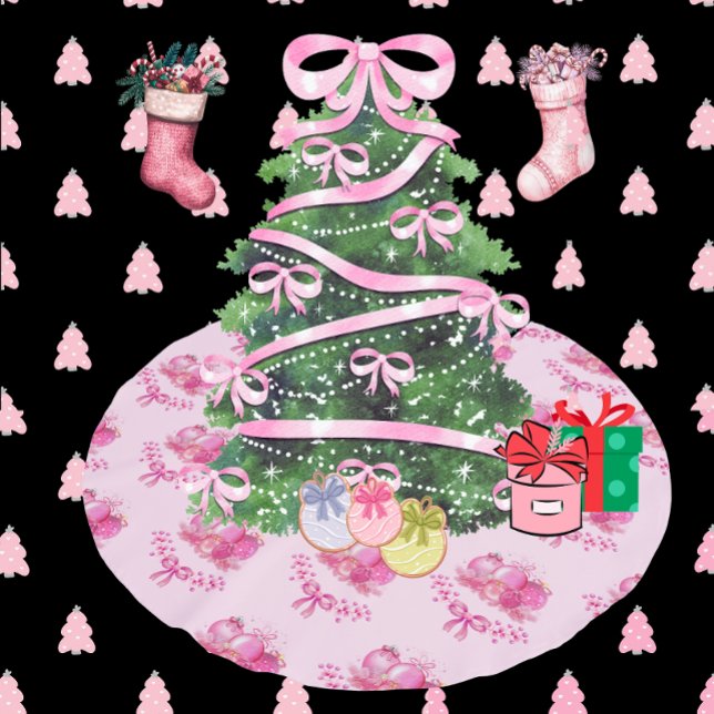 Pastel Pink Ornament Holiday Tree Skirt (Creator Uploaded)