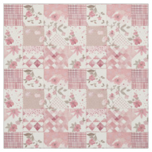 Pastel Pink Patchwork Vintage Cottagecore Quilt Fabric