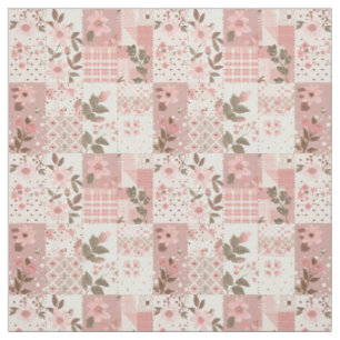 Pastel Pink Patchwork Vintage Cottagecore Quilt Fabric