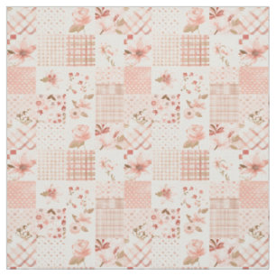 Pastel Pink Patchwork Vintage Cottagecore Quilt Fabric