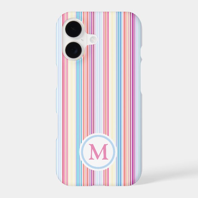 Pastel Pink Pencil Stripes Monogram (Back)