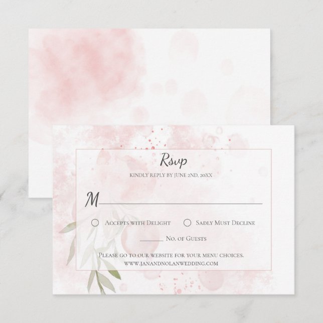 Pastel Pink Peony Watercolor Wash RSVP (Front/Back)