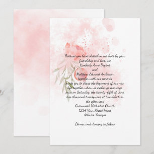 Pastel Pink Peony Watercolor Wash Wedding Invitation