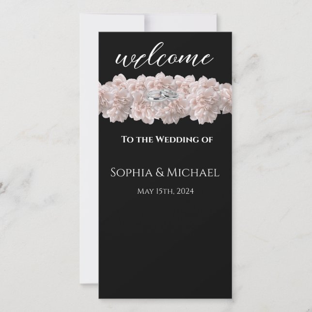 Pastel Pink Peony-Wedding Rings-Wedding Program- (Front)