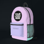 Pastel pink | Personalised Corporate Logo and Text Printed Backpack<br><div class="desc">Classic pastel pink blue and lavender purple | Personalised Corporate Logo and Text Modern Business Printed Backpack</div>
