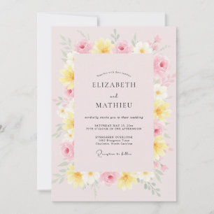 Pastel Pink Petal Wedding Invitation