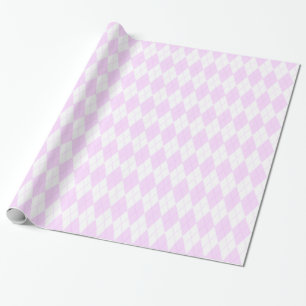 Pastel Pink Plaid Argyle Pattern Wrapping Paper